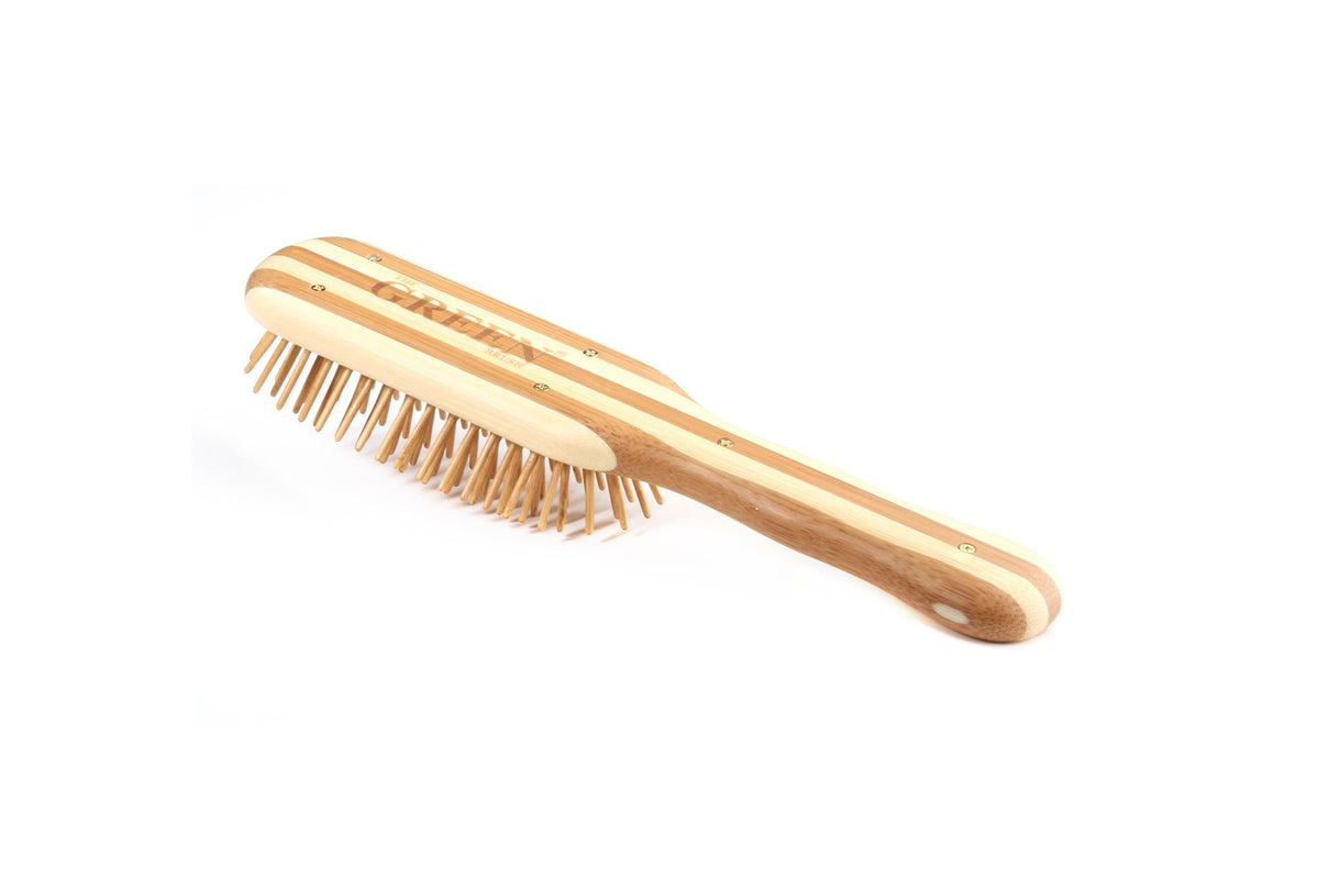 Bass Prostyle Bamboo Brush in use on hair for smooth detangling and grip