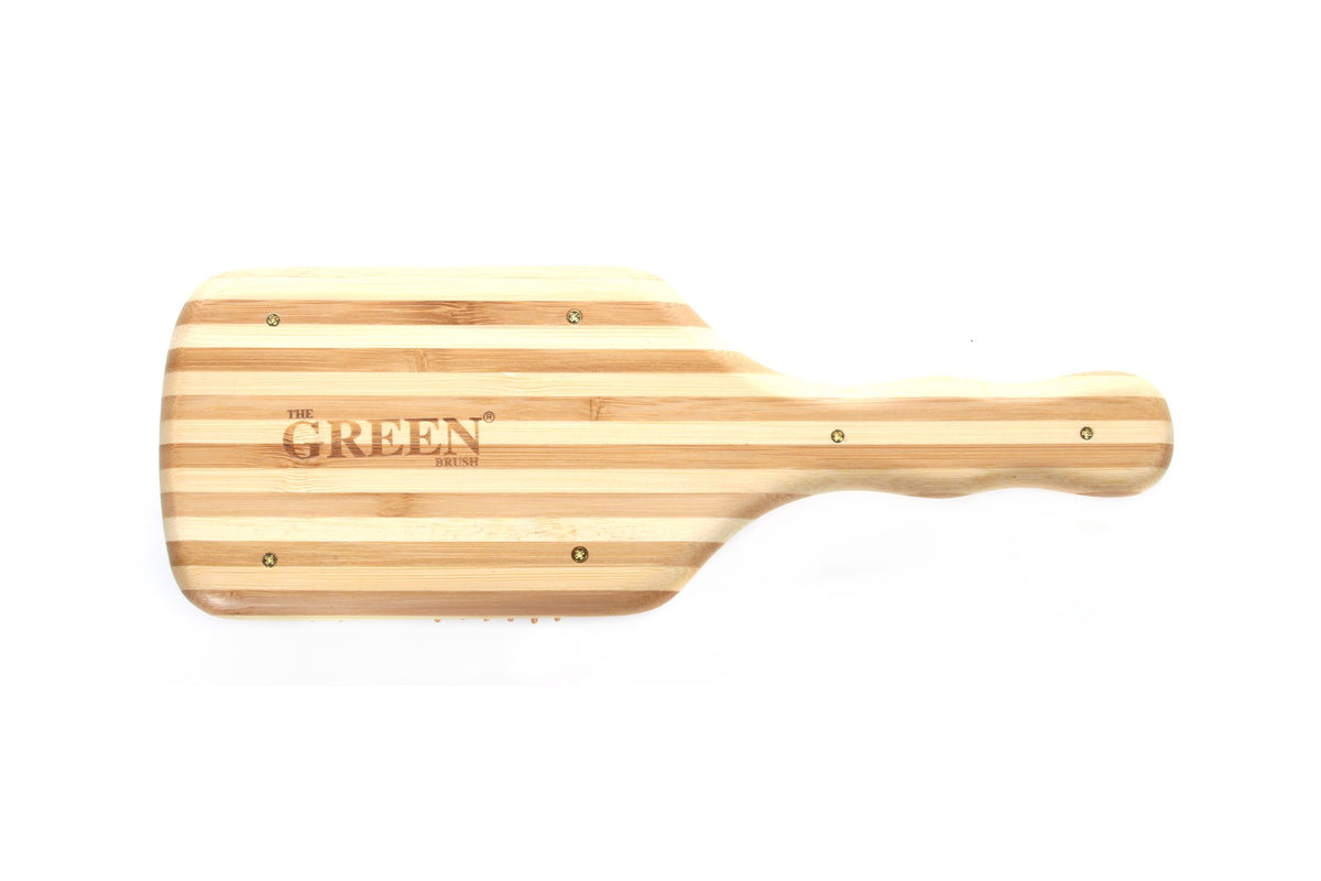 Bass The Green Brush in use detangling hair with minimal pull