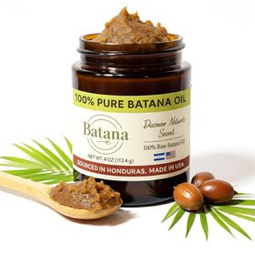 BatanaCo unrefined Batana Oil bottle pour for scalp nourishment and hair care