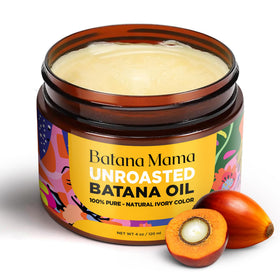 Batana Mama premium batana oil bottle for nourishing hair care.