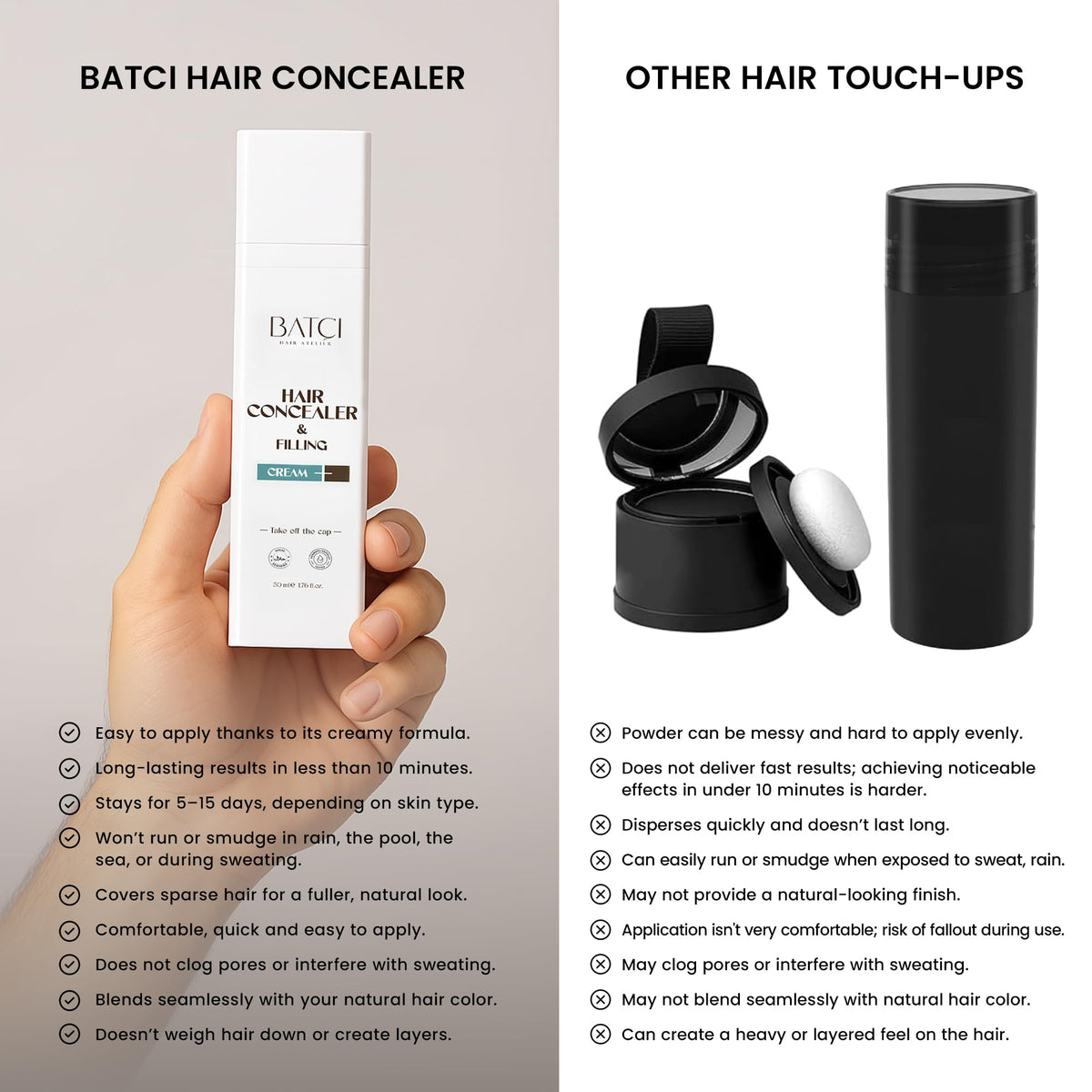 Batcı Hair Atelier 50 ml dispensing bottle for easy daily touch-ups.