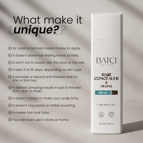 Batcı Hair Atelier cream-based coverage with no fallout.