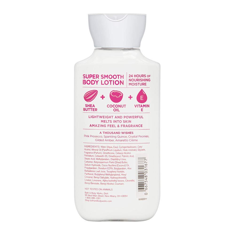 Bath & Body Works A Thousand Wishes lotion close-up shows smooth texture and easy absorption.