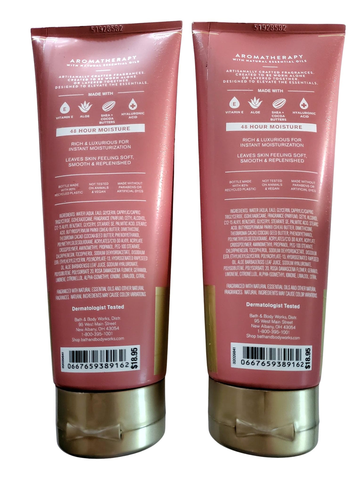 Two-pack Bath & Body Works Aromatherapy Heirloom Rose for convenient daily hydration.