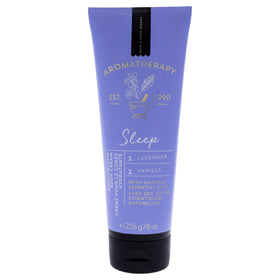 Bath & Body Works Aromatherapy Sleep lavender-vanilla body cream bottle promotes relaxation.