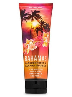 Bath and Body Works Bahamas Passionfruit Banana Flower set packaging image with full-size mist and cream