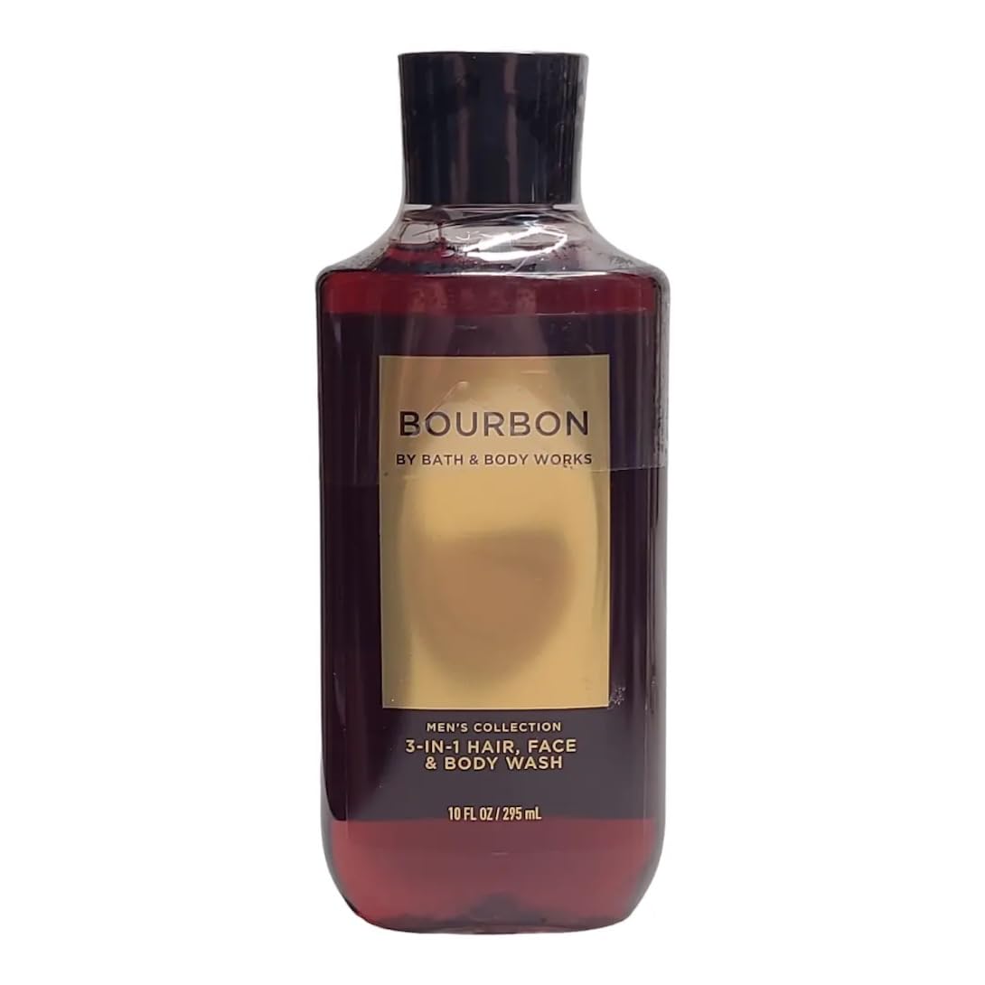Bath & Body Works Bourbon Men's 3-in-1 bottle pour showing rich lather for daily use