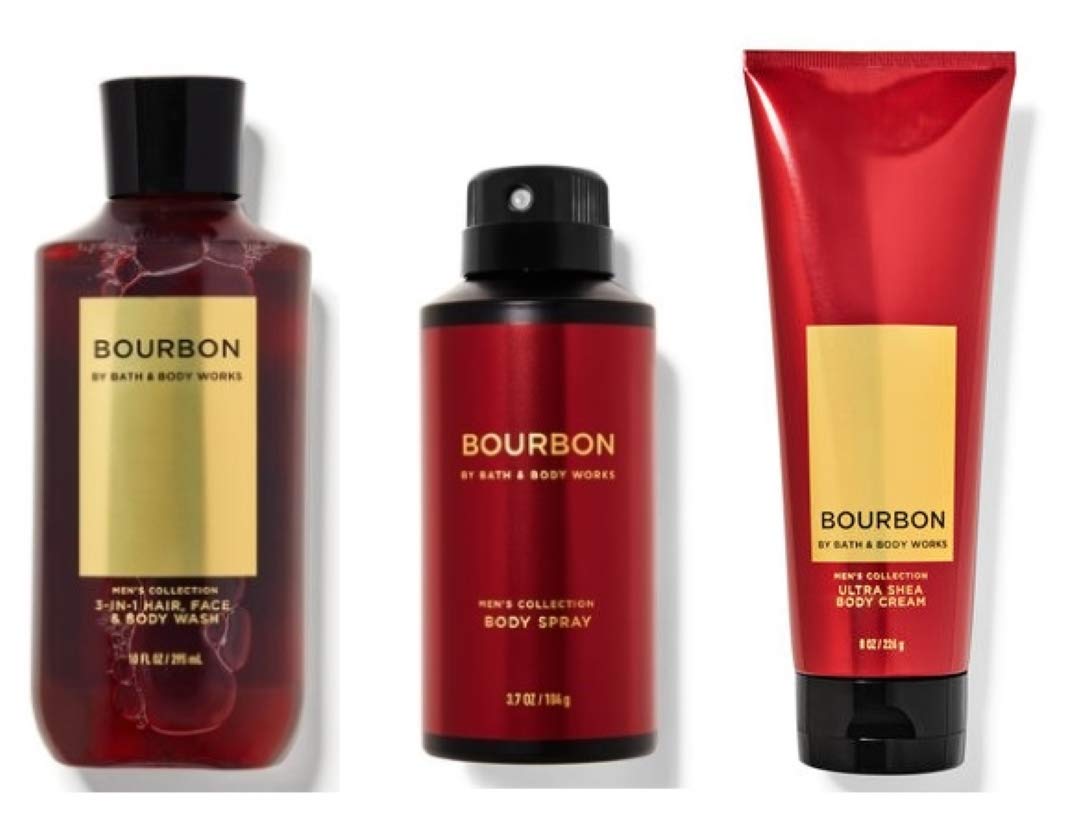 Bath & Body Works Bourbon packaging display, gift-ready presentation