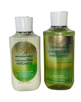 Bath and Body Works Coconut Lime Verbena lotion bottle, hydrating with shea butter and coconut oil.