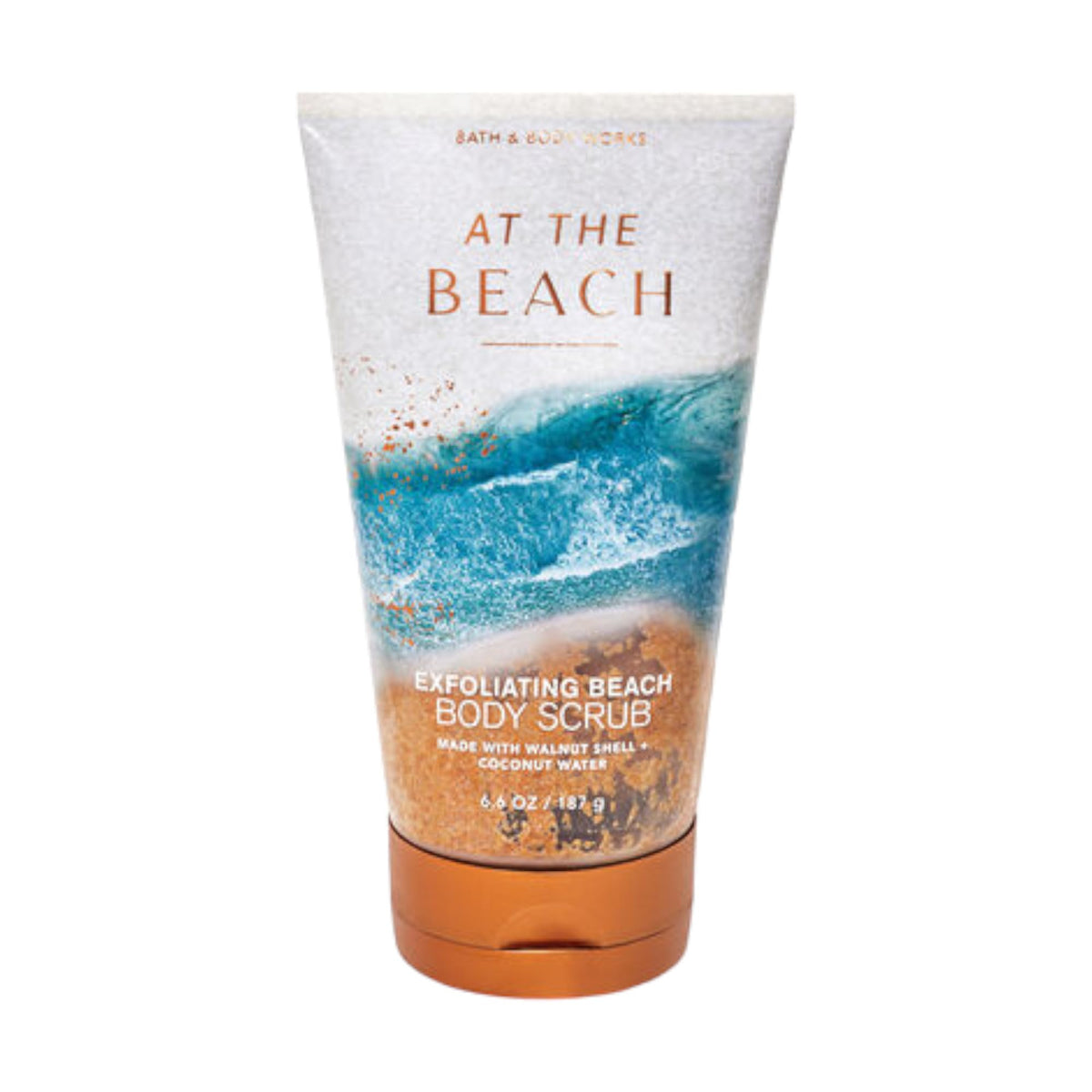 Bath & Body Works Creamy Body Scrub At The Beach bottle for smoother, radiant skin.