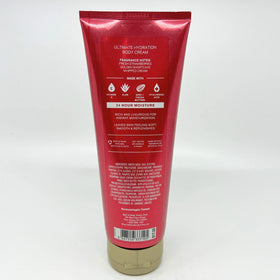 Bath and Body Works Strawberry Pound Cake bottle with dermatologist-tested label for reassurance
