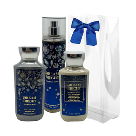 Bath and Body Works Dream Bright gift set with blue bow packaging, ideal for gifting
