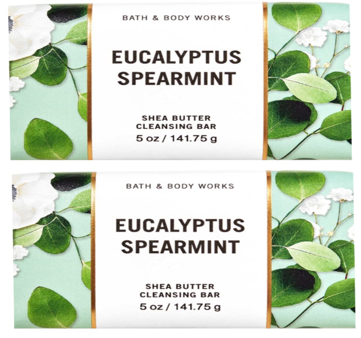 Bath & Body Works Eucalyptus Spearmint bar soap 2-pack for refreshing, hydrating cleanse.