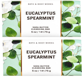 Bath & Body Works Eucalyptus Spearmint bar soap 2-pack for refreshing, hydrating cleanse.