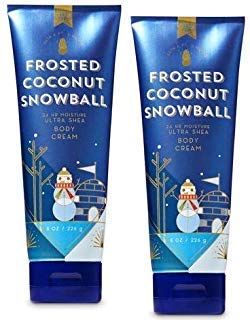 Bath and Body Works Frosted Coconut Snowball 2-pack bottle for creamy tropical moisturizing.