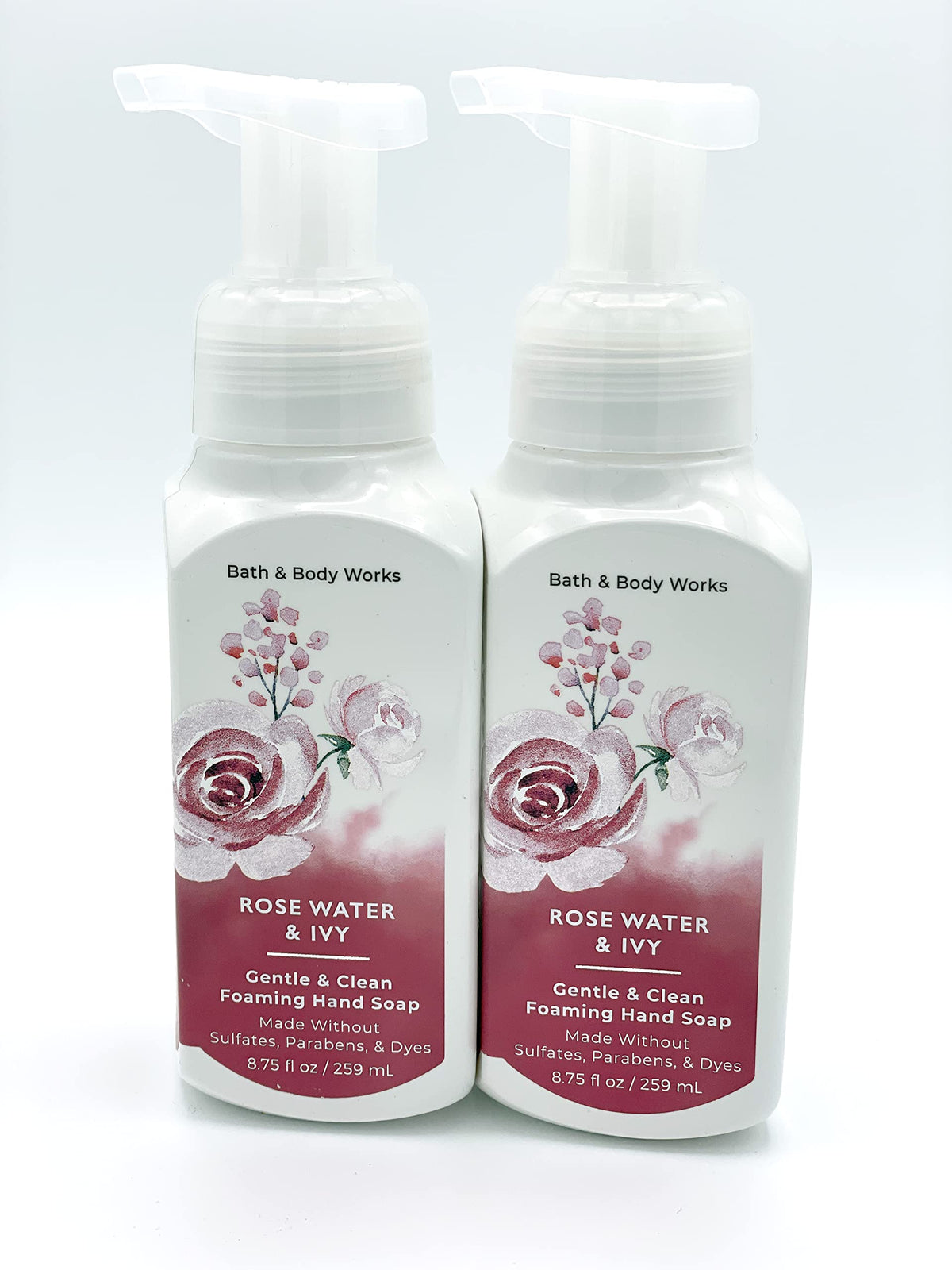 Bath and Body Works Gentle Clean foaming hand soap 2-pack with Rose Water and Ivy for gentle cleansing.