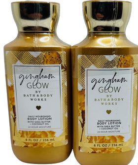 Bath and Body Works Gingham Glow lotion cap close-up for hydration and soft skin.