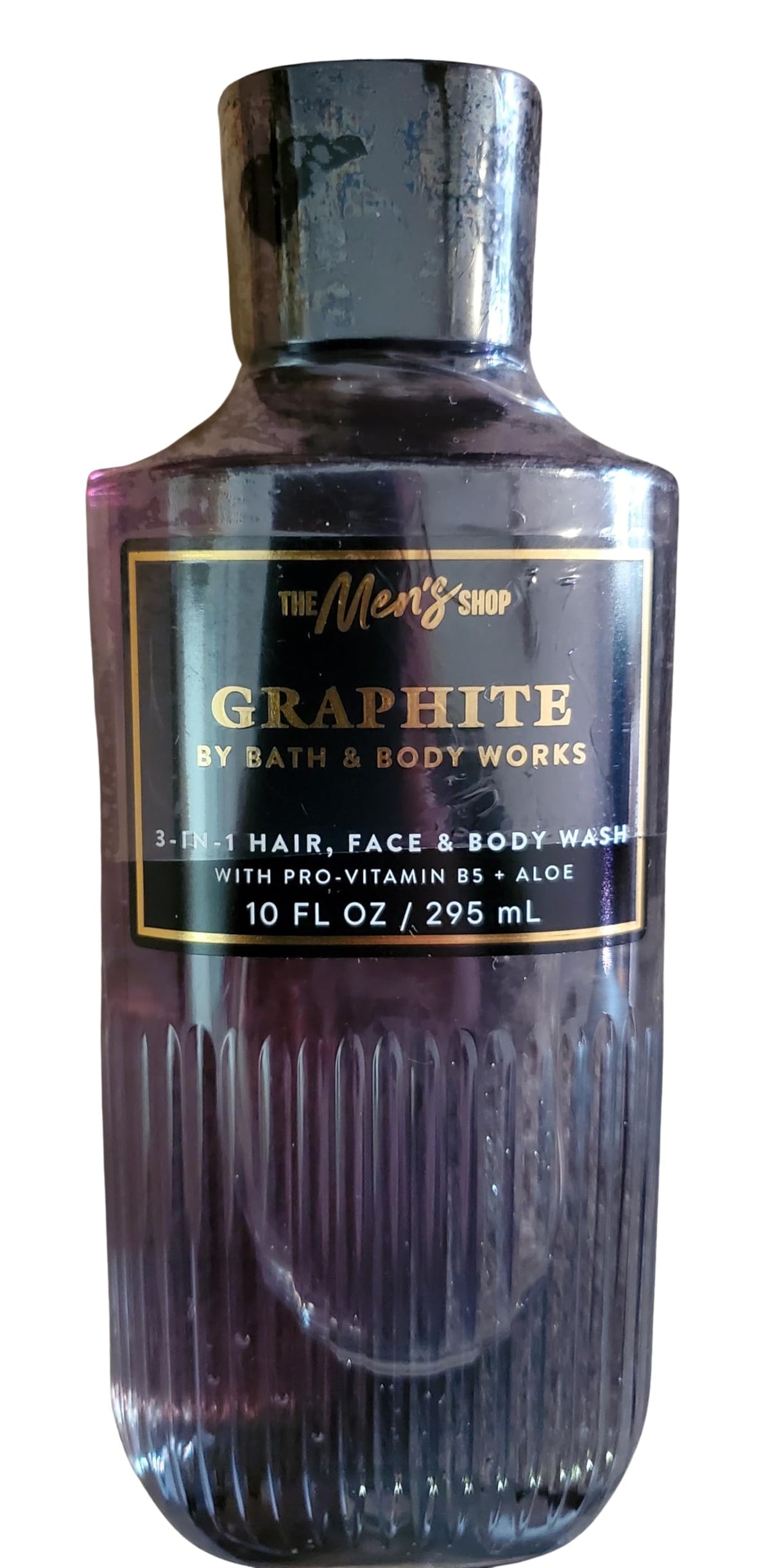 Graphite gel-wash side view highlighting compact bottle design ideal for travel.