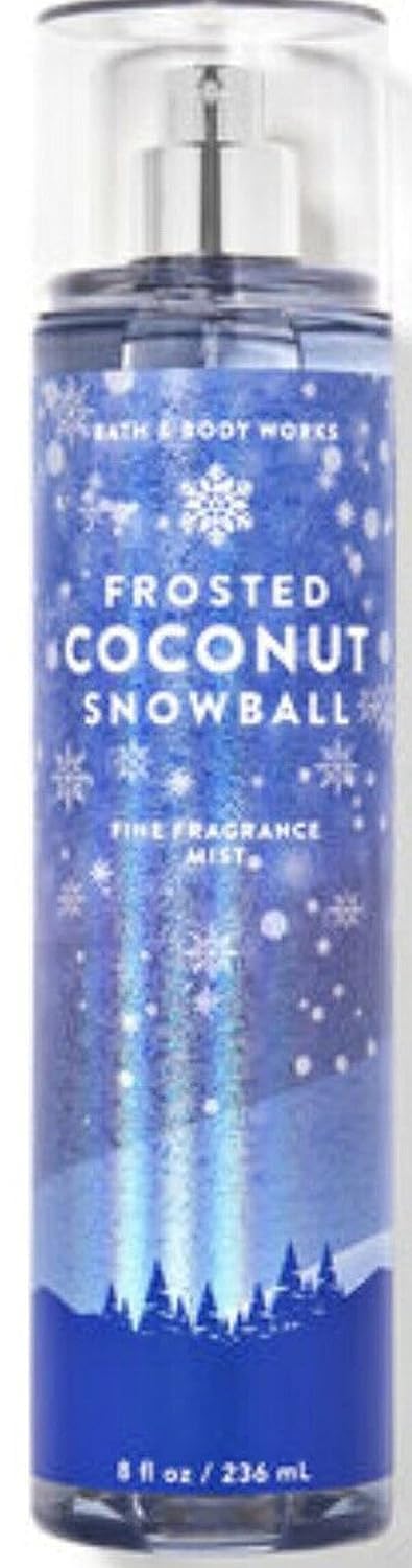 Bath & Body Works Frosted Coconut Snowball bottle delivers a light, festive scent for daily wear.
