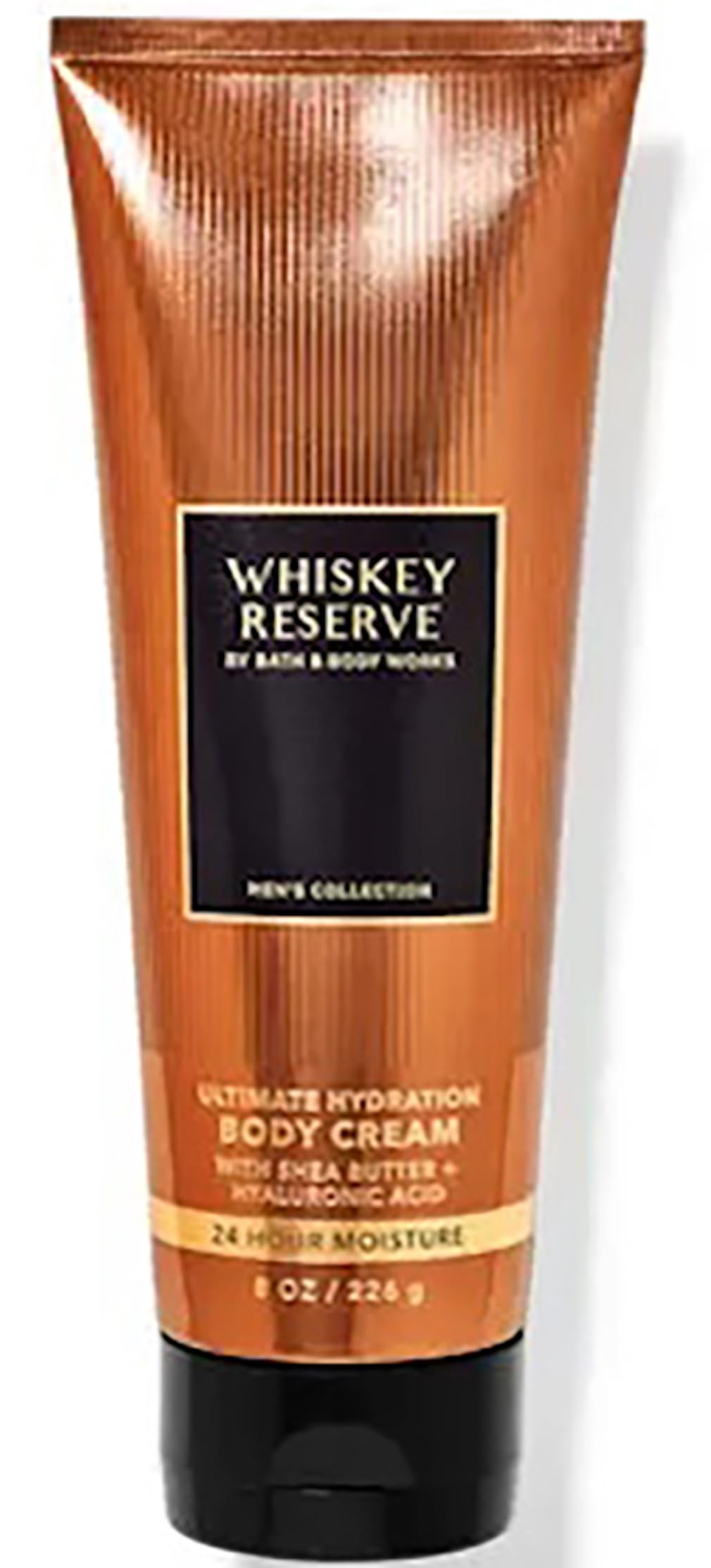 Bath & Body Works Hyaluronic Acid Body Cream for Men Whiskey Reserve bottle hydrates skin for 24 hours