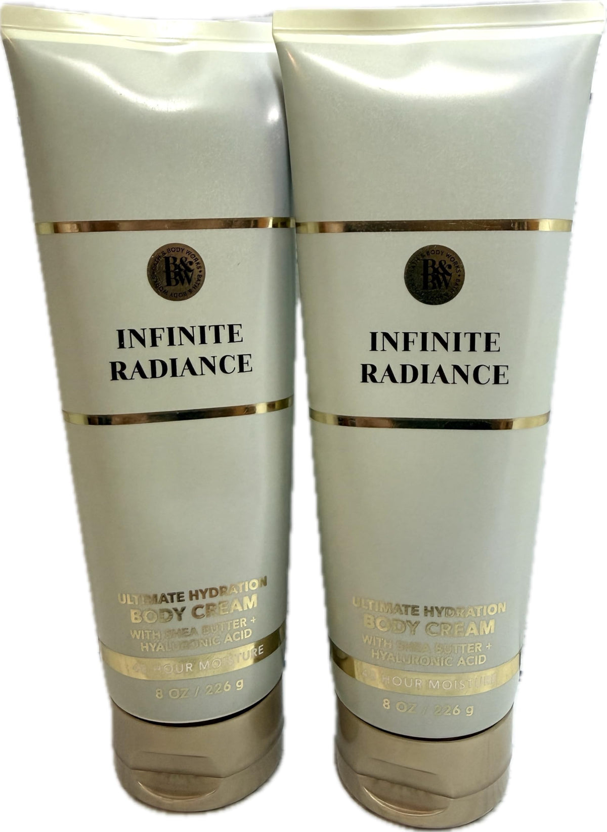 Bath & Body Works Infinite Radiance Hydration Cream jar shows rich texture for smooth skin