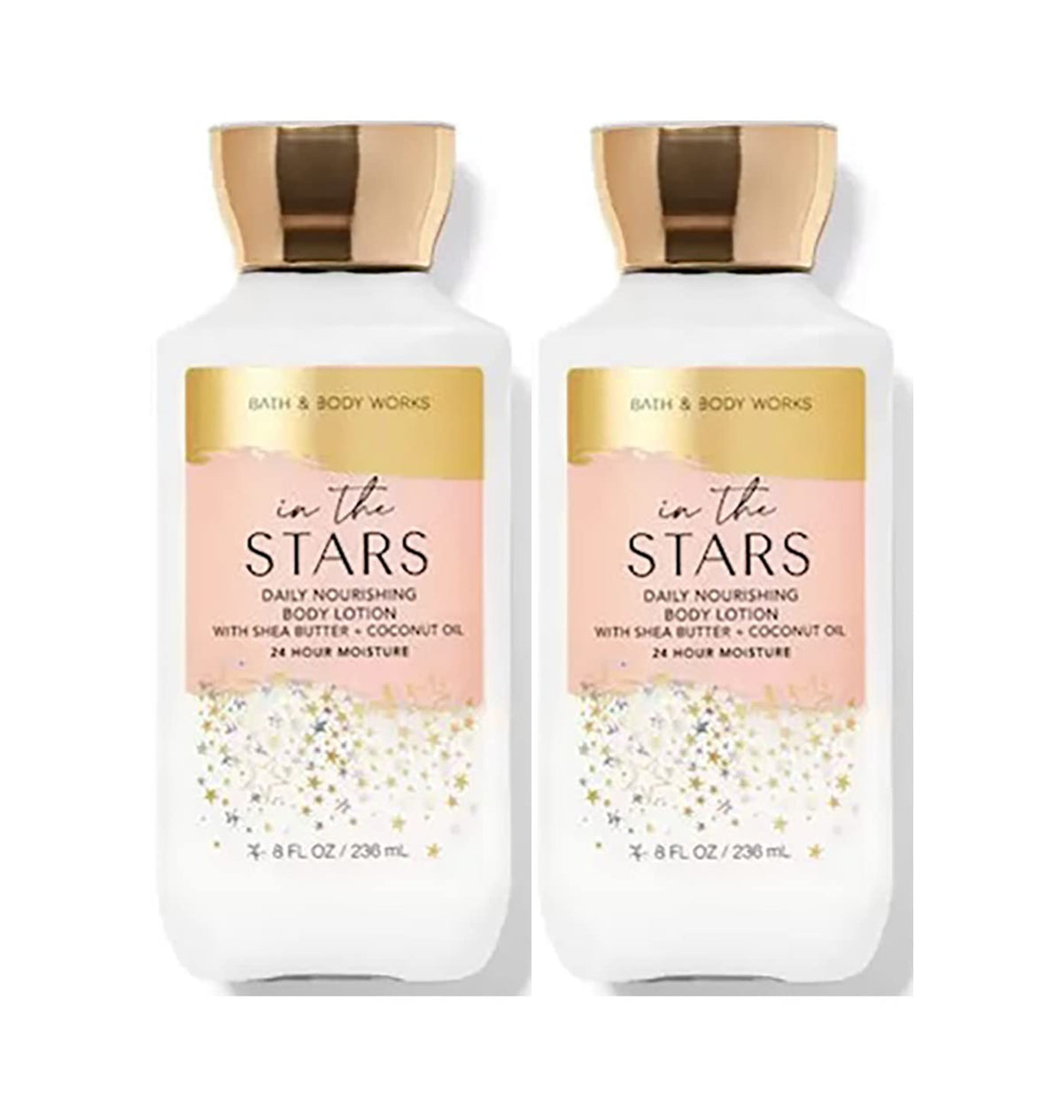 Bath & Body Works Into The Stars lotion set with two 8 oz bottles, providing lasting moisture