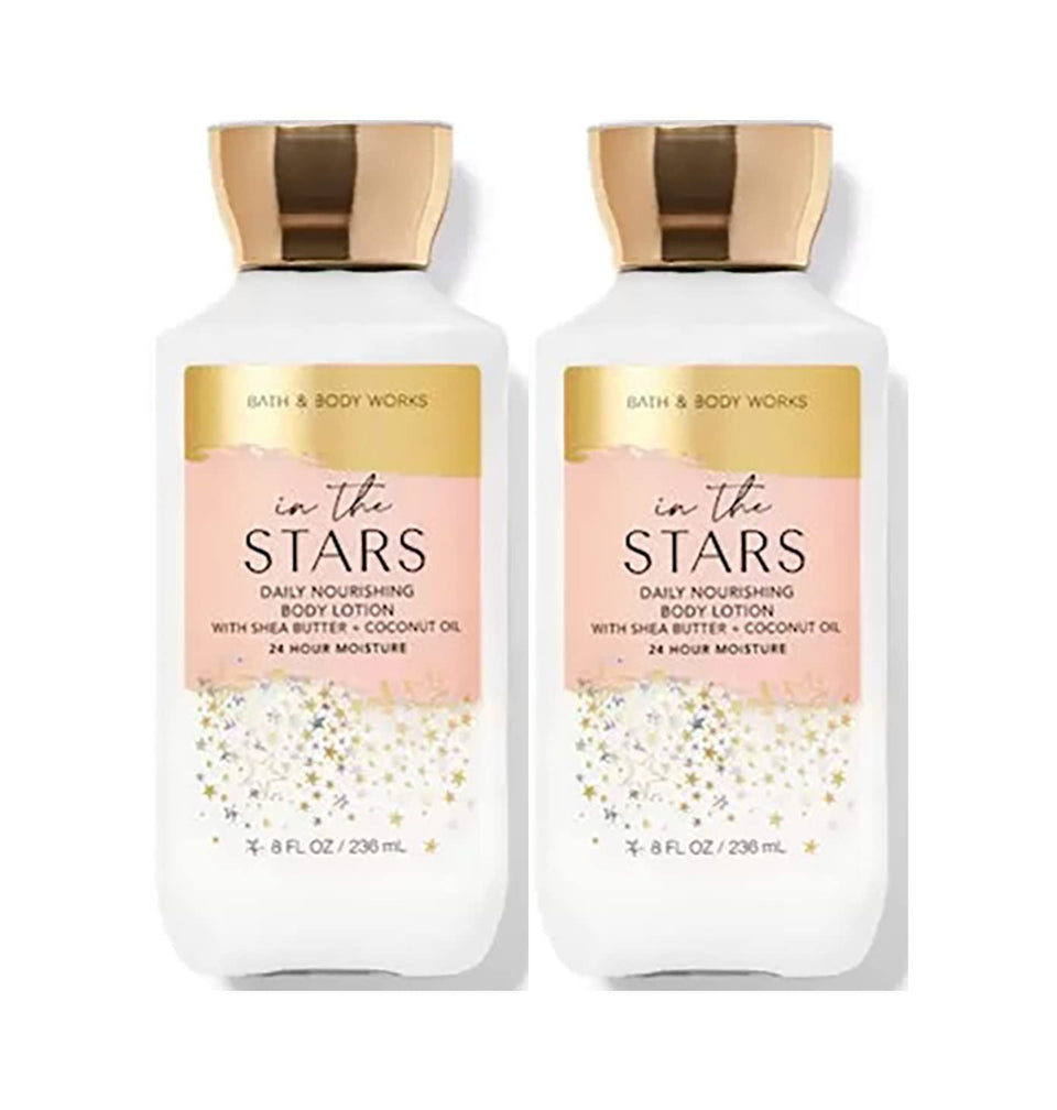 Bath & Body Works Into The Stars lotion set with two 8 oz bottles, providing lasting moisture