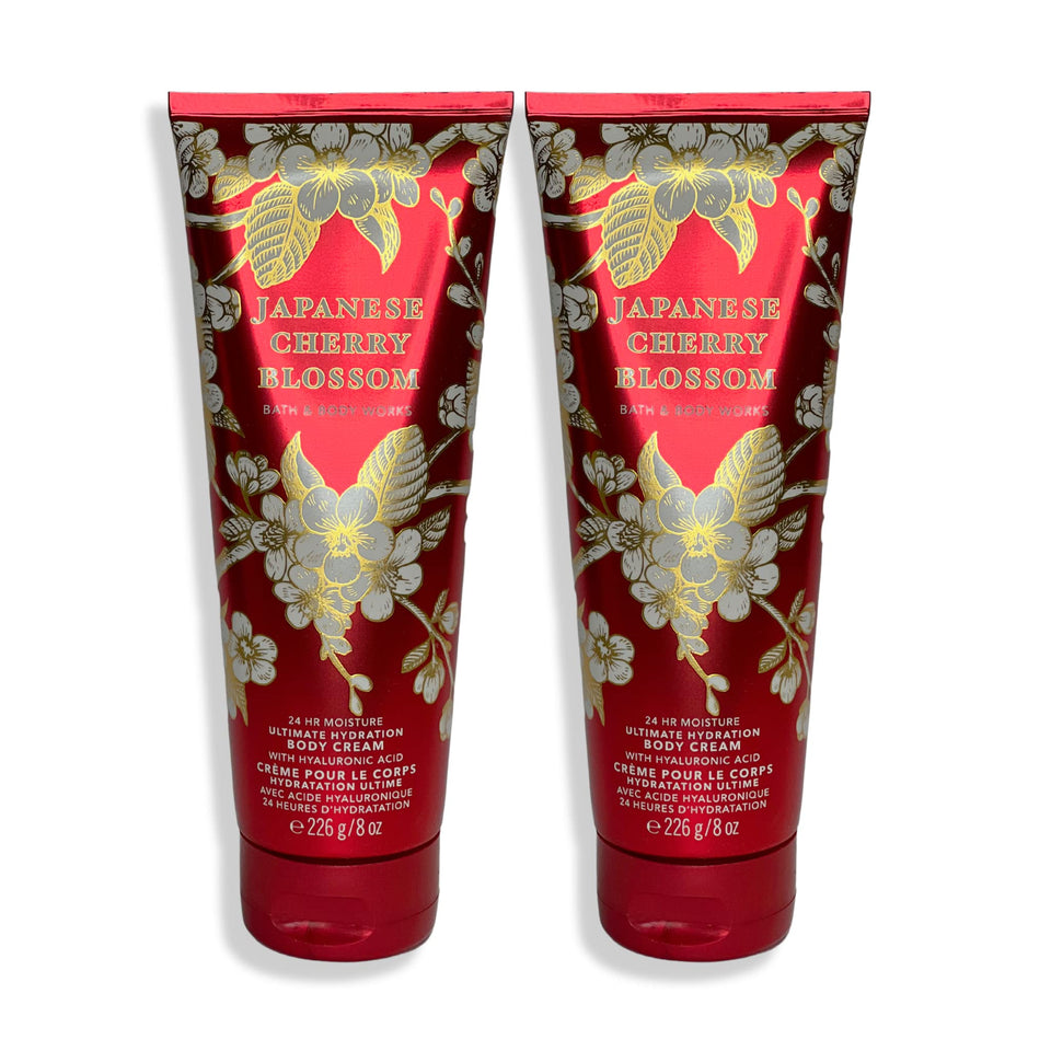 Bath & Body Works Japanese Cherry Blossom body cream bottle close-up for rich hydration.