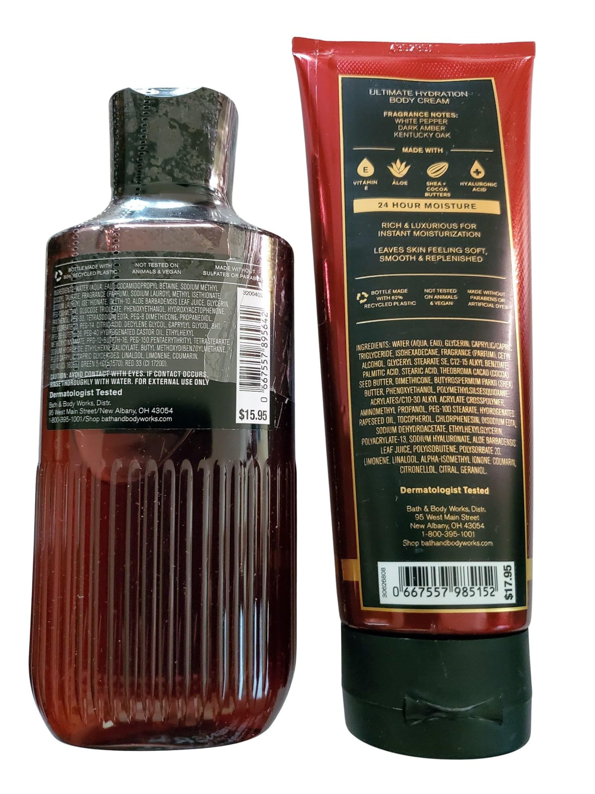 Bath & Body Works Men's Bourbon 3-in-1 label shows premium grooming notes.
