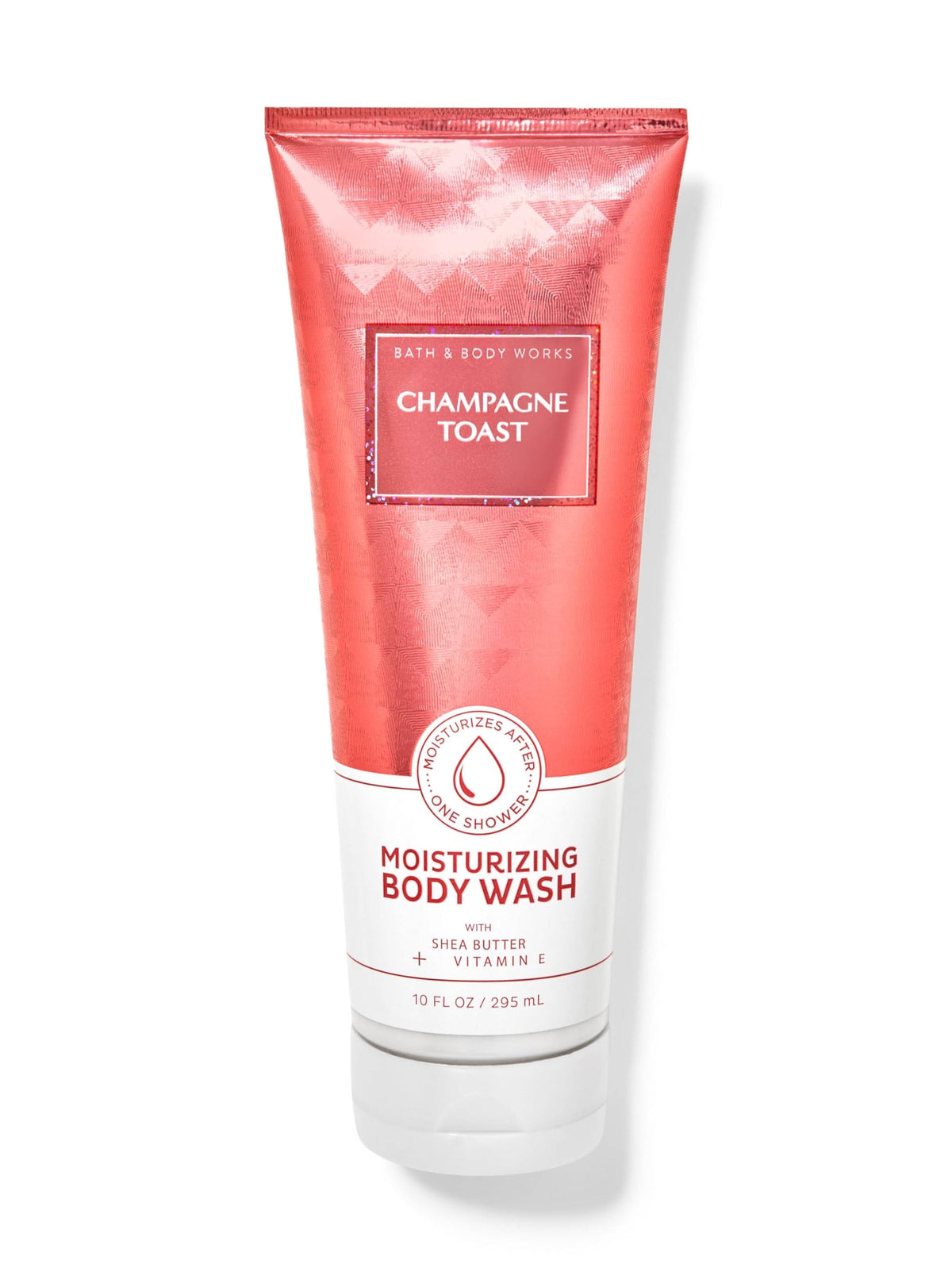 Bath & Body Works Champagne Toast moisturizing body wash bottle displaying rich lather for hydrated skin