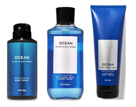 Bath and Body Works Ocean for Men display of the fragrance trio.