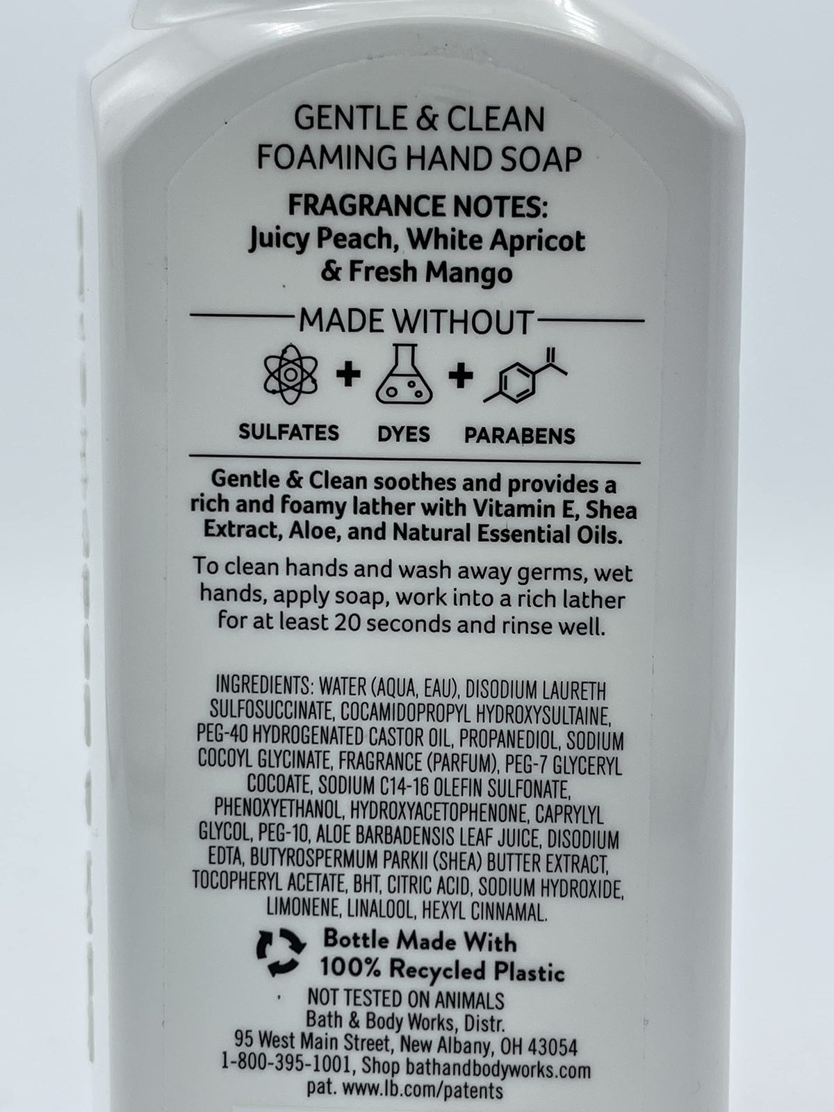 Bath and Body Works Peach Bellini foaming hand soap bottle helps skin feel nourished