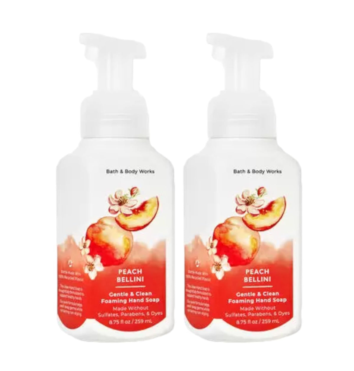 Bath and Body Works Peach Bellini gentle foaming hand soap bottle with soft foam and fresh scent