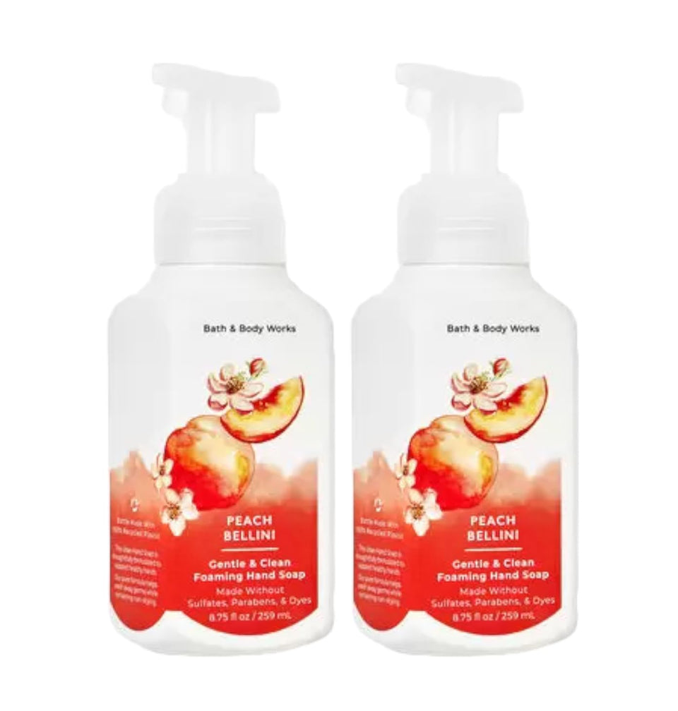 Bath and Body Works Peach Bellini gentle foaming hand soap bottle with soft foam and fresh scent