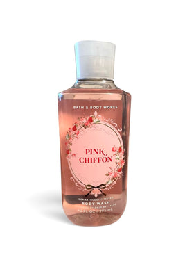 Bath & Body Works Pink Chiffon Shower Gel bottle shows a silky lather for daily cleansing