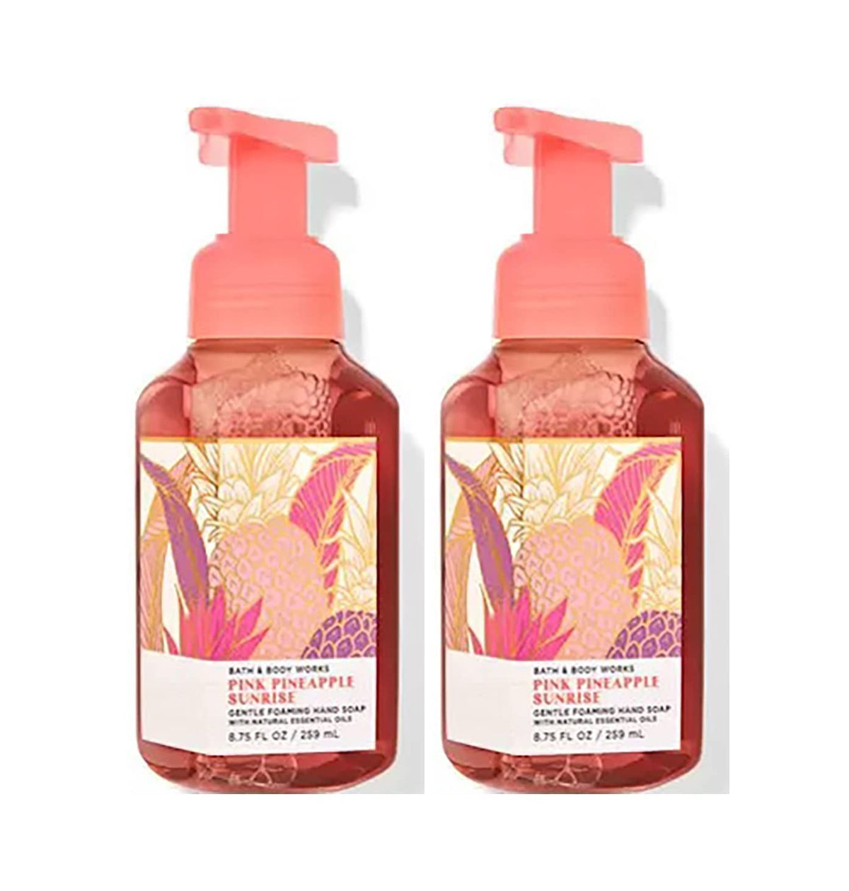 Bath & Body Works Pink Pineapple Sunrise foaming hand soap 2-pack for gentle cleansing with nourishing oils.