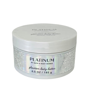 Bath & Body Works Platinum Whipped Body Butter jar showing rich texture for hydration.