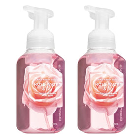 Bath and Body Works Rose Water and Ivy hand soap bottle with soft creamy foam.