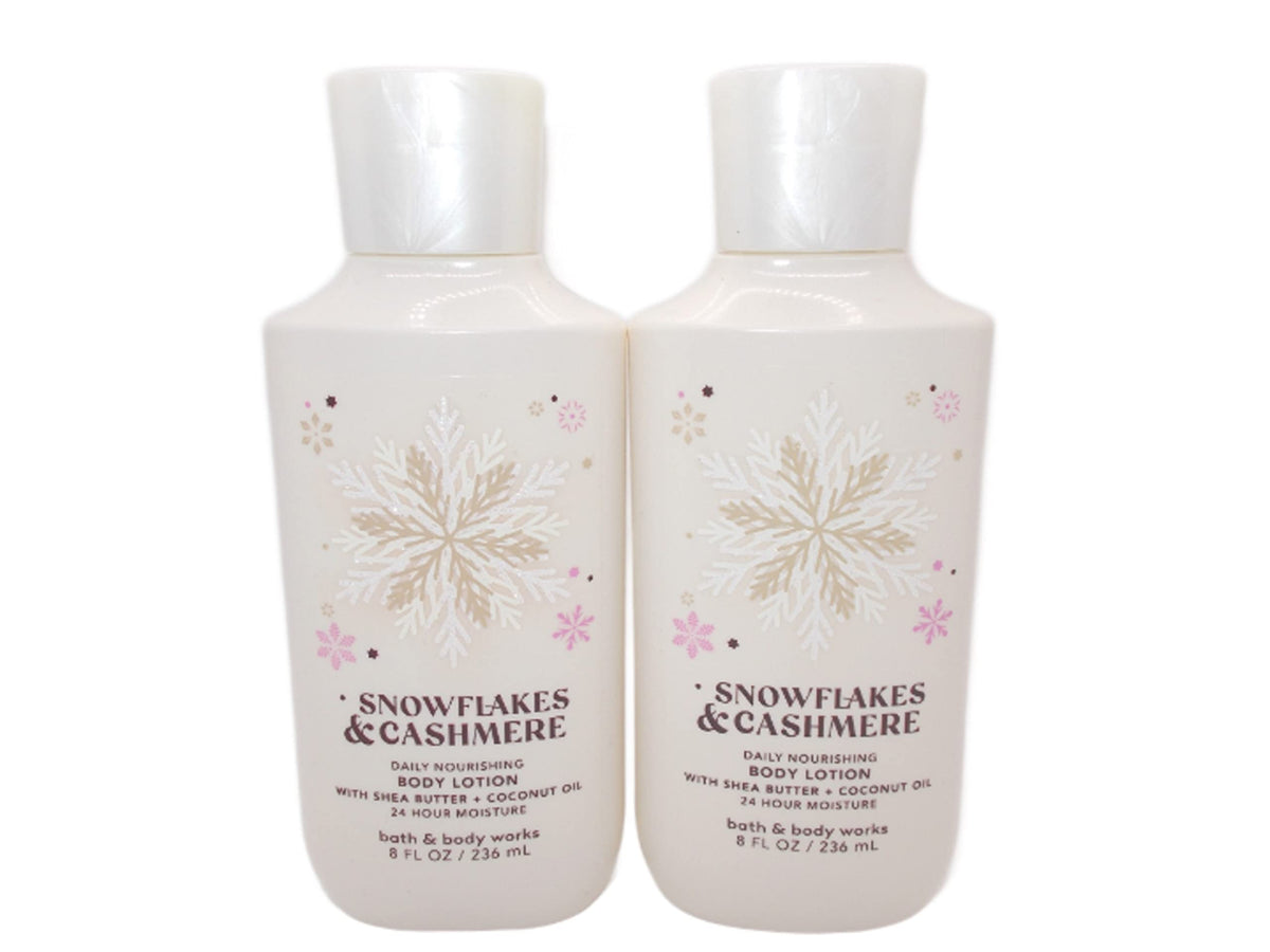 Bath & Body Works Snowflakes & Cashmere 8 oz lotion bottle for silky skin hydration
