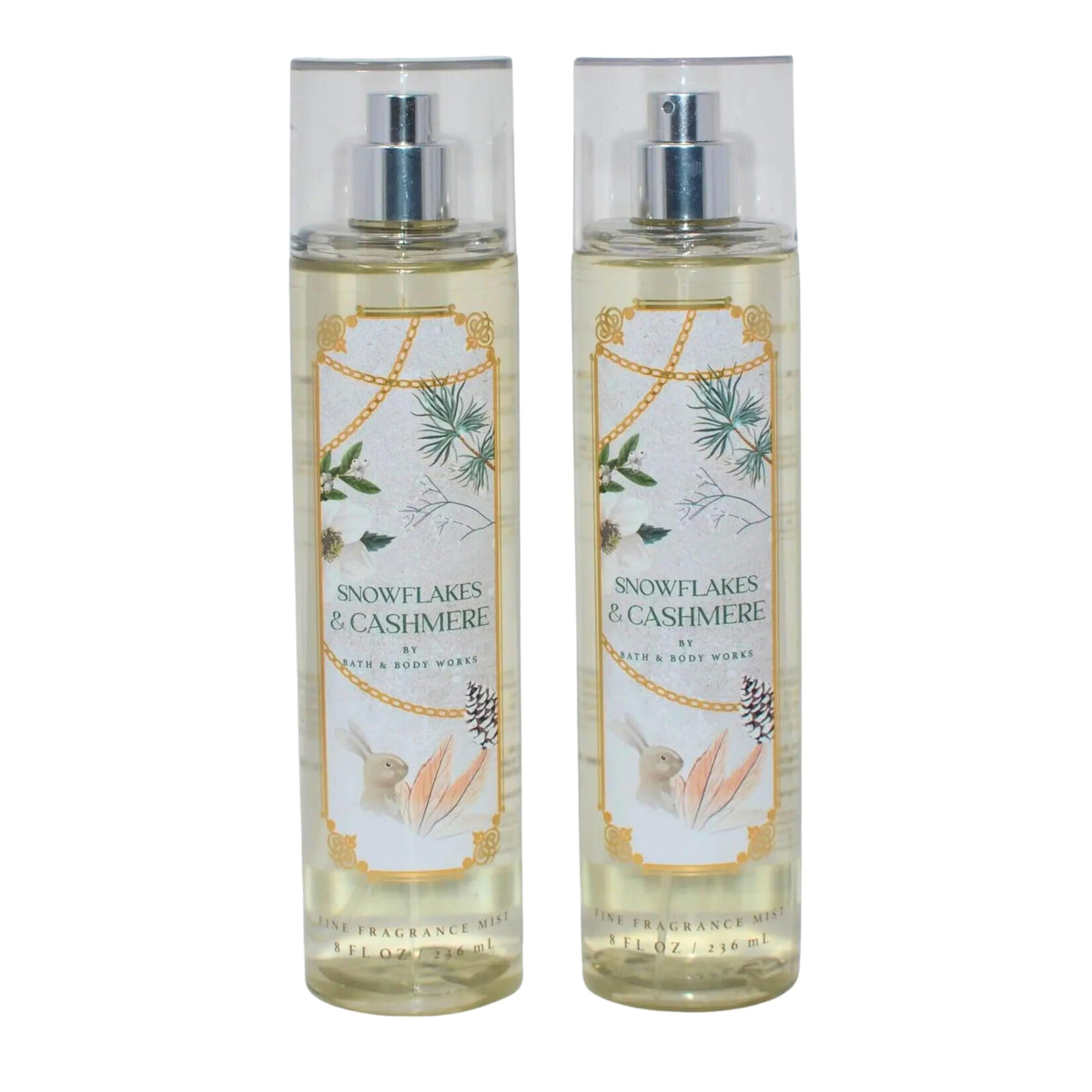 Bath and Body Works Snowflakes Cashmere mist set – two 8oz bottles for light, everyday fragrance.