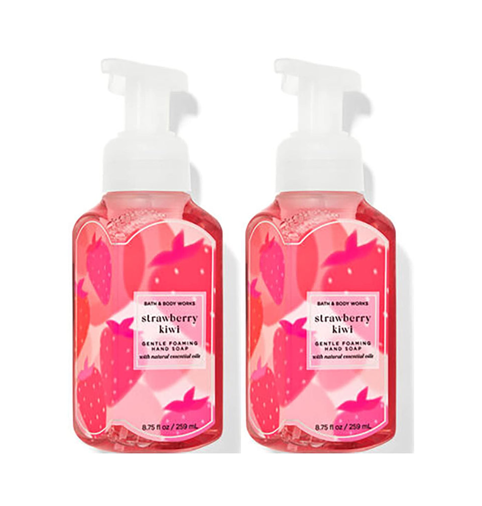 Bath and Body Works Strawberry Kiwi hand soap bottle with foaming texture for daily cleansing