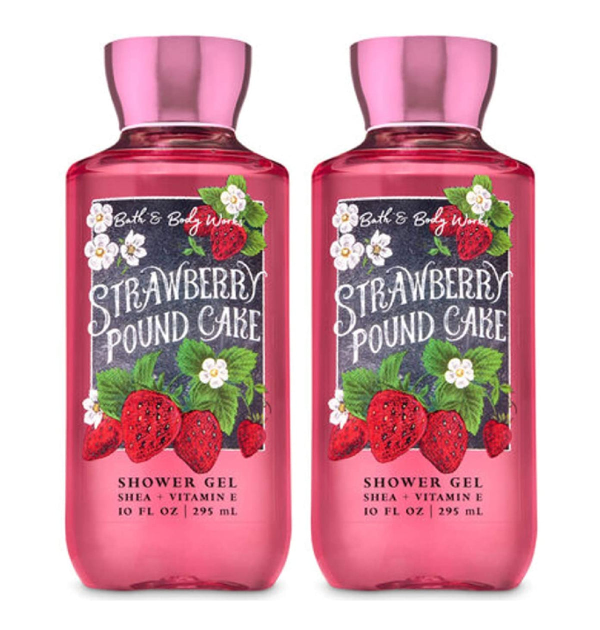 Bath & Body Works Strawberry Pound Cake Shower Gel 2-pack with creamy lather for daily cleansing.