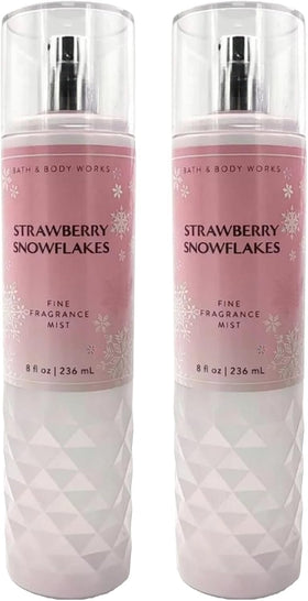 Bath & Body Works Strawberry Snowflakes mist bottle closeup for easy selection