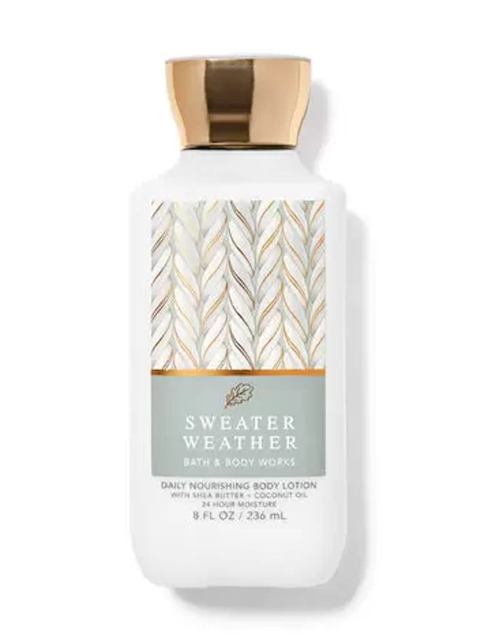Bath & Body Works Sweater Weather lotion bottle delivers daily moisture for soft, smooth skin