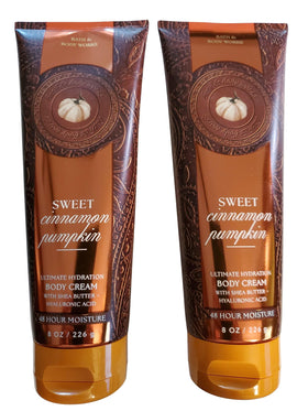 Bath & Body Works Sweet Cinnamon Pumpkin cream tubes offer double hydration for soft skin.