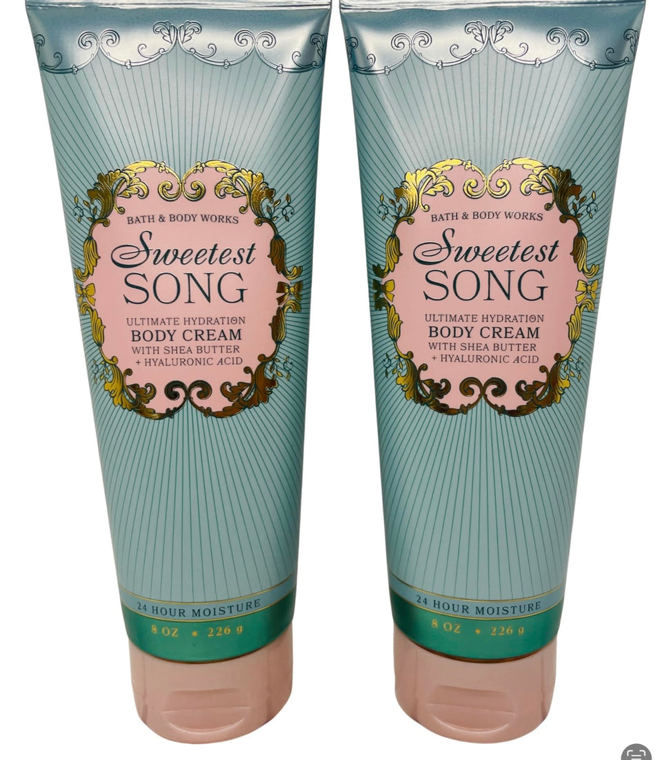 Bath & Body Works Sweetest Song body cream jar close-up highlighting rich hydration.