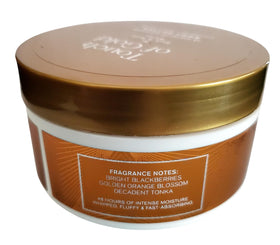 Bath and Body Works Touch of Gold whipped butter shows 24-hour moisture on skin