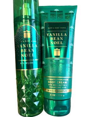 Bath & Body Works Vanilla Bean Noel Mist - Cream bottle with varied packaging, ideal for gifting.