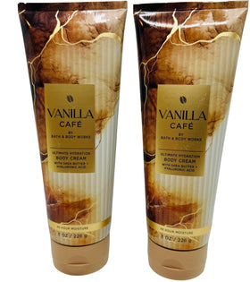 Bath & Body Works Vanilla Café Ultimate Hydration Body Cream 2-pack front view with creamy texture