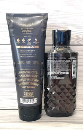 Bath & Body Works Vanilla Noir 3-in-1 wash cleanses face, hair, and body with aloe.